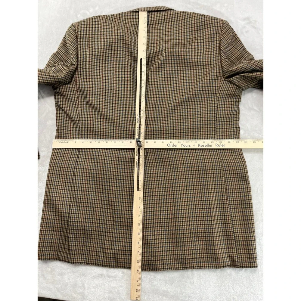 Chester Barrie Blazer Mens 46L Brown Cashmere Glen Plaid Sport Coat England